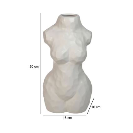 Бяла керамична ваза, 30 см