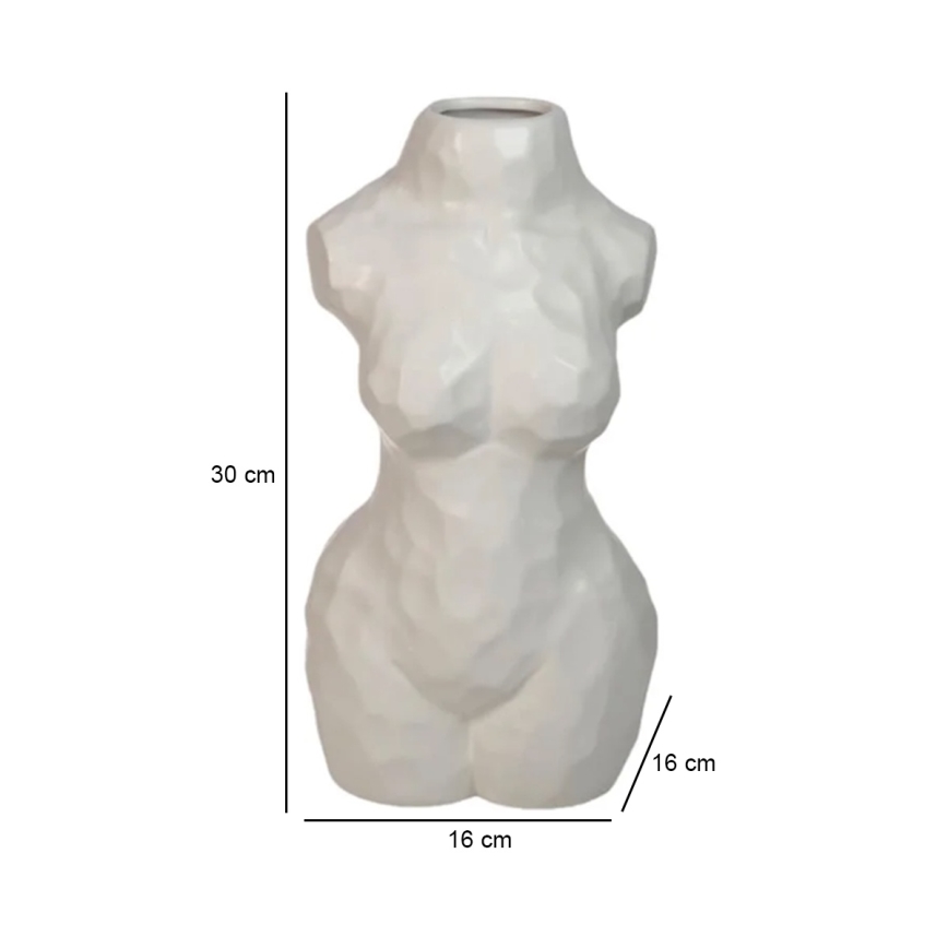Бяла керамична ваза, 30 см