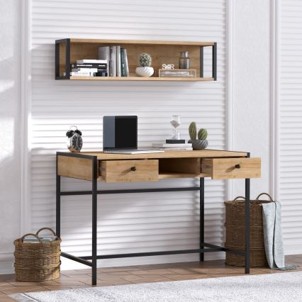 Бюро PENA 72x100 cм + етажерка 24x100 cм кафяви/черни