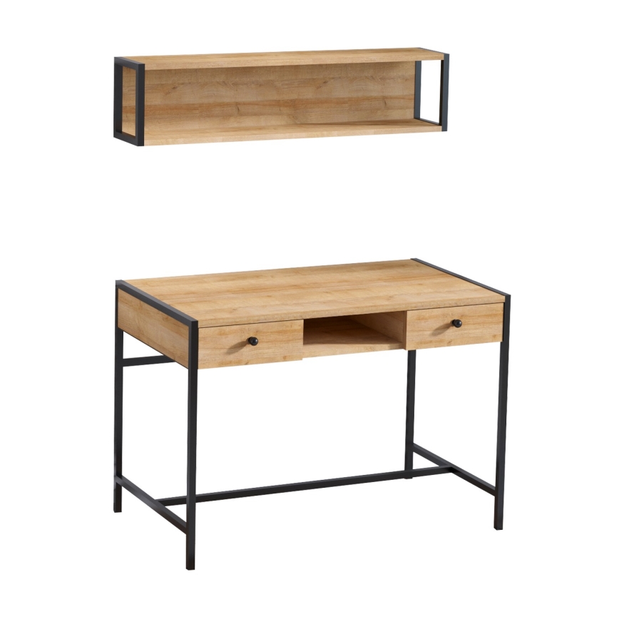 Бюро PENA 72x100 cм + етажерка 24x100 cм кафяви/черни