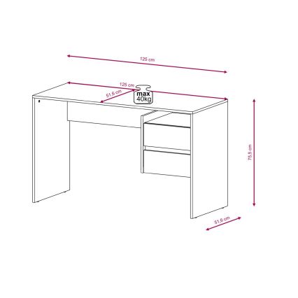 Бюро с чекмеджета MARLO, дъб артизан/бяло