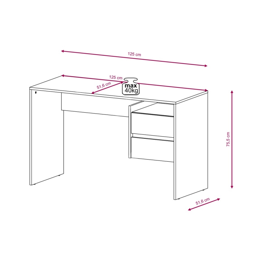 Бюро с чекмеджета MARLO, дъб артизан/бяло