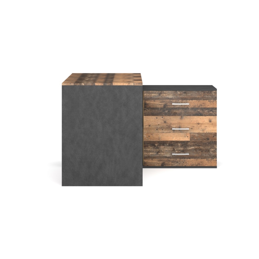 Бюро с чекмеджета и универсален ъгъл (ляво/дясно) JULES кафяво/черно