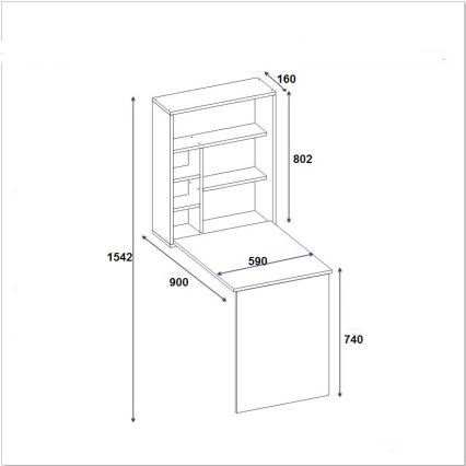 Бюро с рафт SEDIR 154,2x90 cм антрацит
