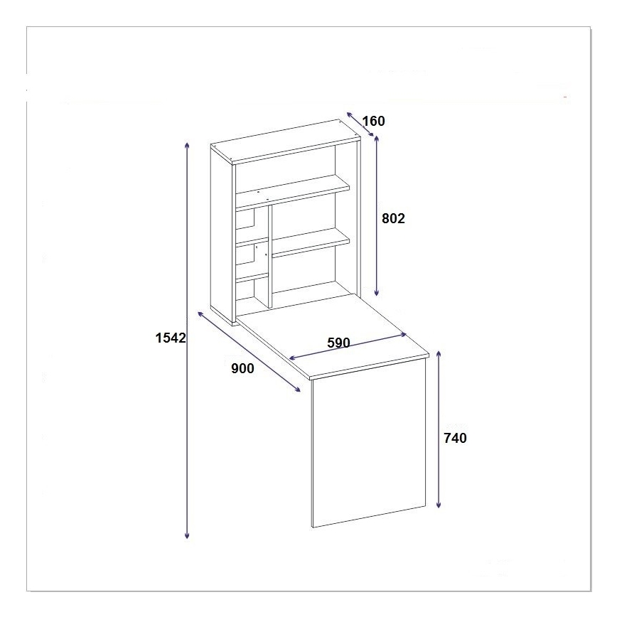Бюро с рафт SEDIR 154,2x90 cм антрацит