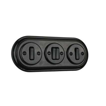 Bohemia-Design - Черна порцеланова ретро тройна рамка