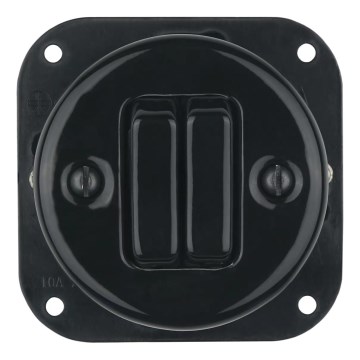 Bohemia-Design - Порцеланов ретро двоен ключ без рамка № 5, черен