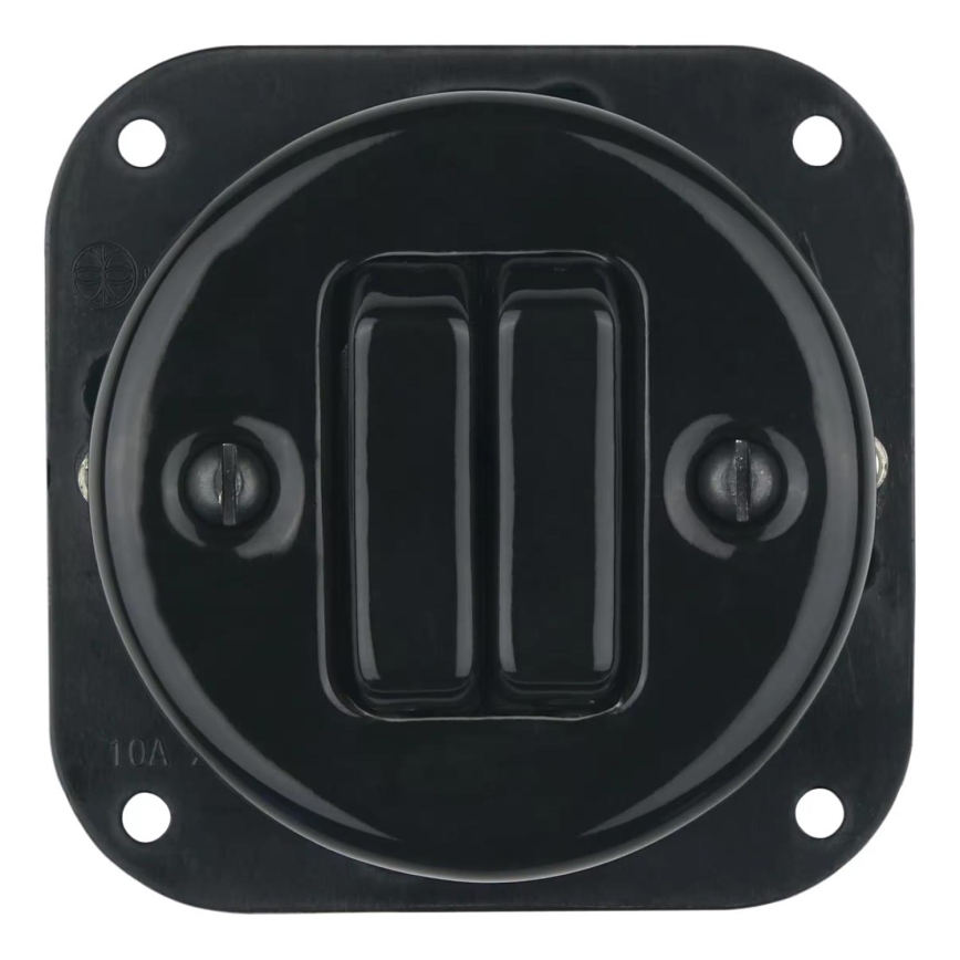 Bohemia-Design - Порцеланов ретро двоен ключ без рамка № 6+6 черен