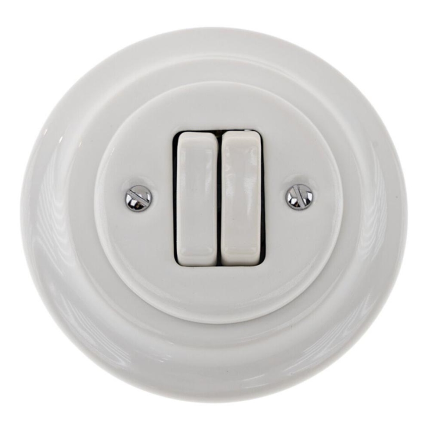 Bohemia-Design - Порцеланов ретро двоен ключ с рамка № 6+6, бял