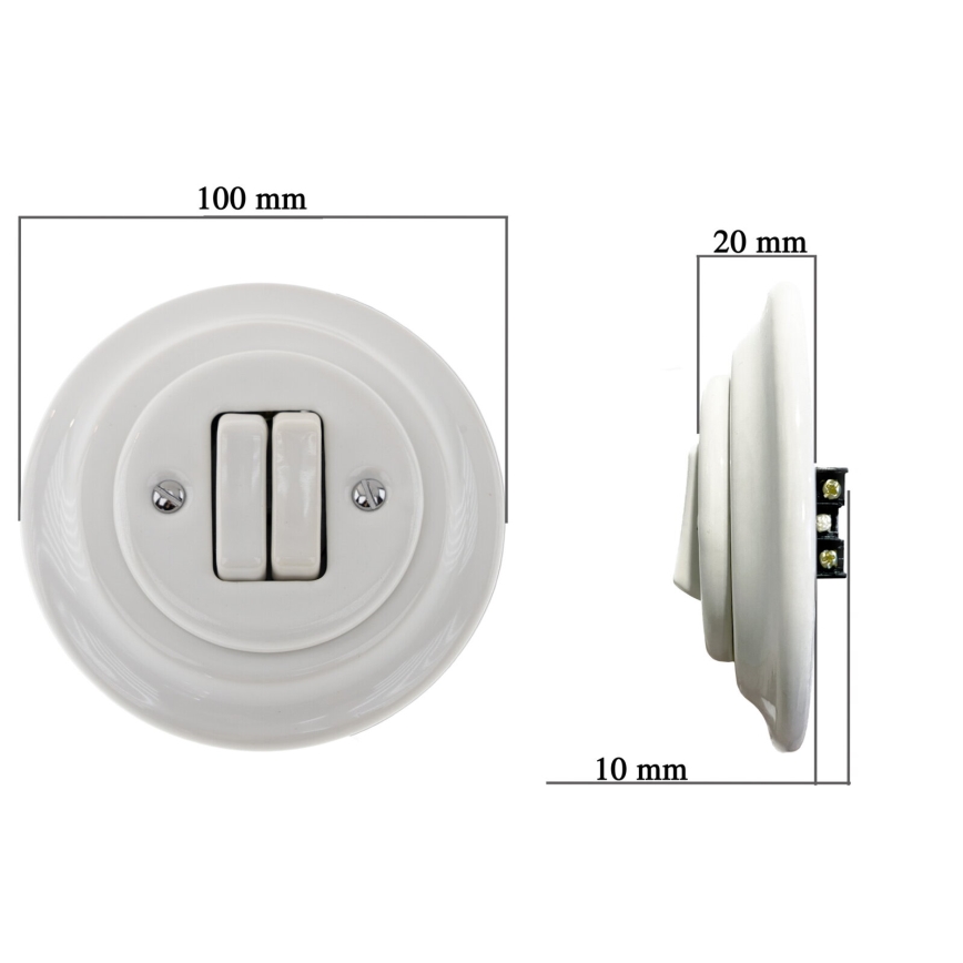 Bohemia-Design - Порцеланов ретро двоен ключ с рамка № 6+6, бял