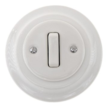 Bohemia-Design - Порцеланов ретро еднополюсен ключ с рамка №1, бял