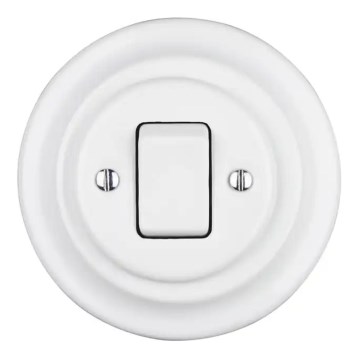 Bohemia-Design - Порцеланов ретро еднополюсен ключ с рамка №7, бял