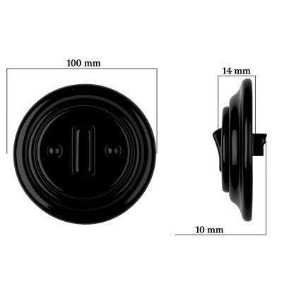 Bohemia-Design - Порцеланов ретро едноклавишен ключ с рамка № 1 черен