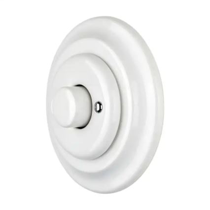 Bohemia-Design - Порцеланов ретро ротационен димер с рамка 250V/10A бял