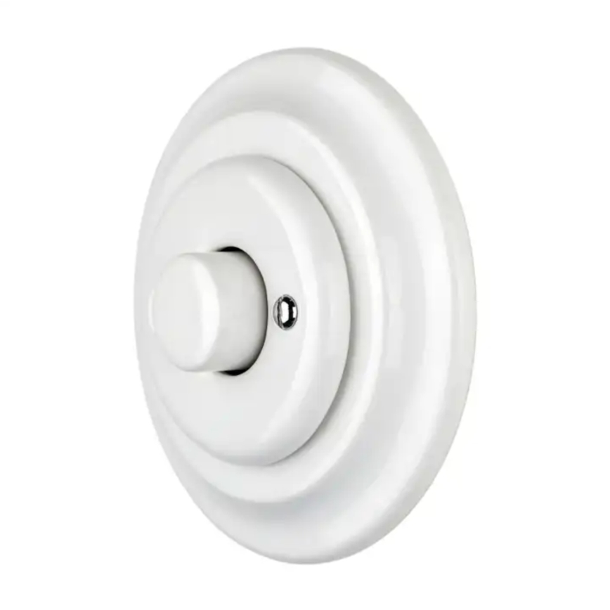Bohemia-Design - Порцеланов ретро ротационен димер с рамка 250V/10A бял