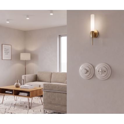 Bohemia-Design - Порцеланов ретро ротационен димер с рамка 250V/10A бял