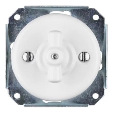 Bohemia-Design - Порцеланов ретро ротационен превключвател без рамка № 1 бял