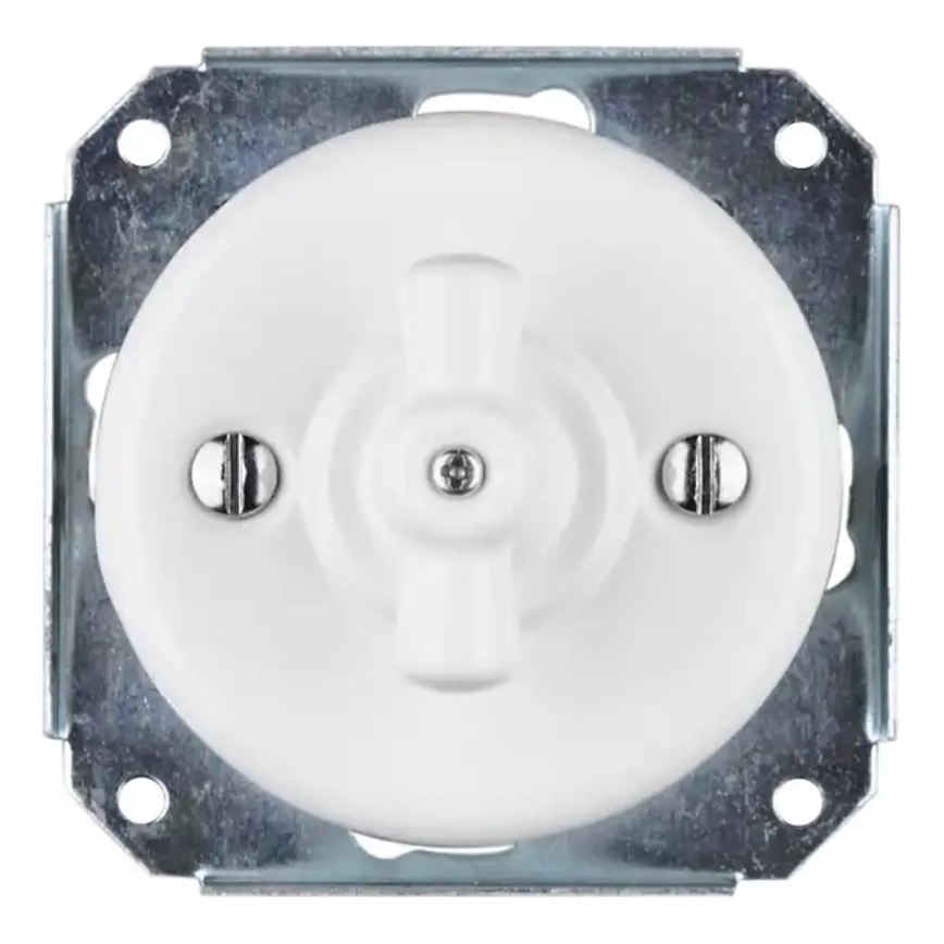 Bohemia-Design - Порцеланов ретро ротационен превключвател без рамка № 1 бял