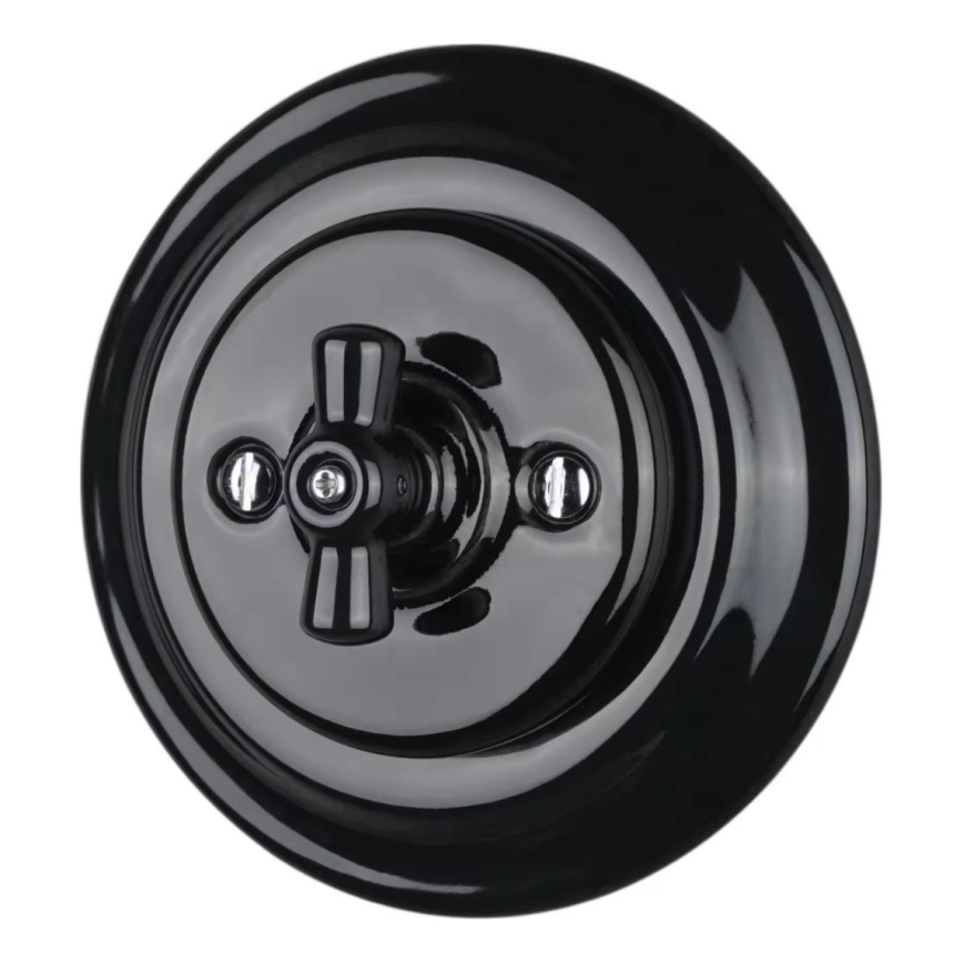 Bohemia-Design - Порцеланов ретро ротационен ключ с рамка № 1 черен