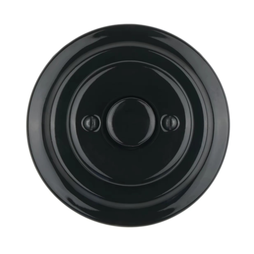 Bohemia-Design - Порцеланов ретро въртящ се димер с рамка 250V/10A черен