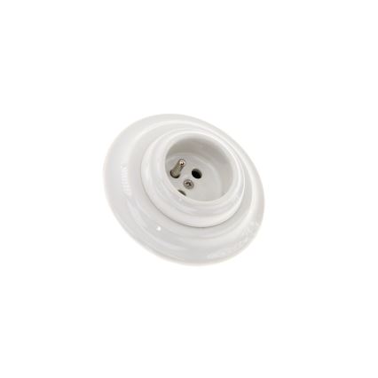 Bohemia-Design - Порцеланова ретро битова розетка с рамка 250V/16A, бяла