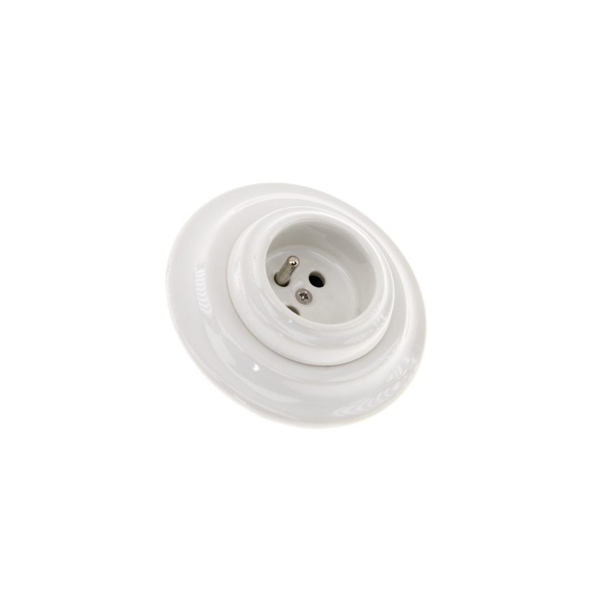 Bohemia-Design - Порцеланова ретро битова розетка с рамка 250V/16A, бяла