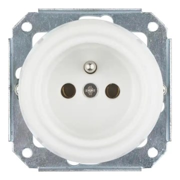 Bohemia-Design - Порцеланова ретро домашна розетка без рамка 250V/16A бяла