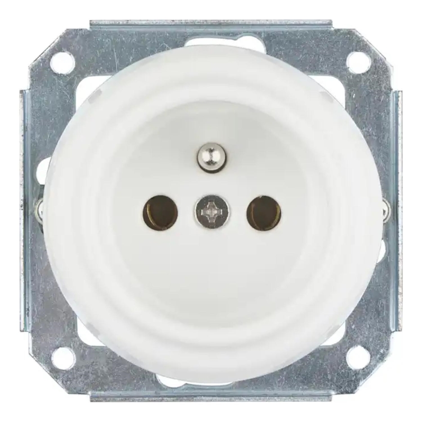Bohemia-Design - Порцеланова ретро домашна розетка без рамка 250V/16A бяла