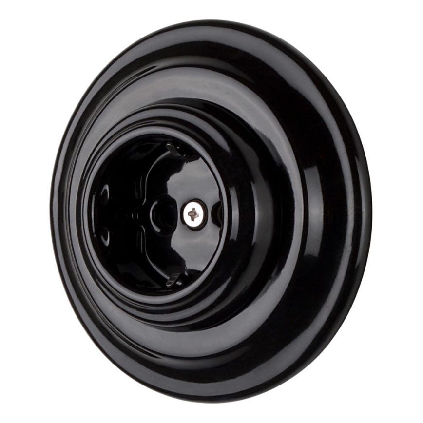 Bohemia-Design - Порцеланова ретро домашна розетка с рамка SCHUKO 250V/16A черна