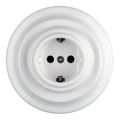 Bohemia-Design - Порцеланова ретро домашна розетка SCHUKO с рамка, 250V/16A, бяла
