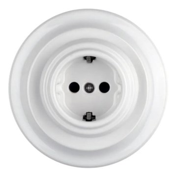 Bohemia-Design - Порцеланова ретро домашна розетка SCHUKO с рамка, 250V/16A, бяла