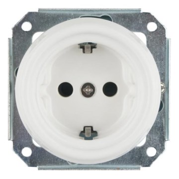 Bohemia-Design - Порцеланова ретро домашна контактна розетка без рамка SCHUKO 250V/16A бяла