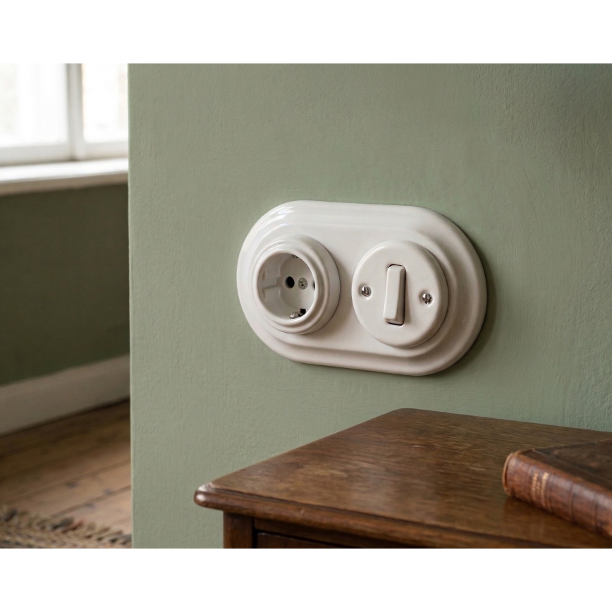 Bohemia-Design - Порцеланова ретро двойна рамка в бяло