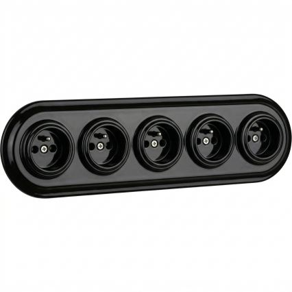 Bohemia-Design - Порцеланова ретро рамка за 5 механизма, черна