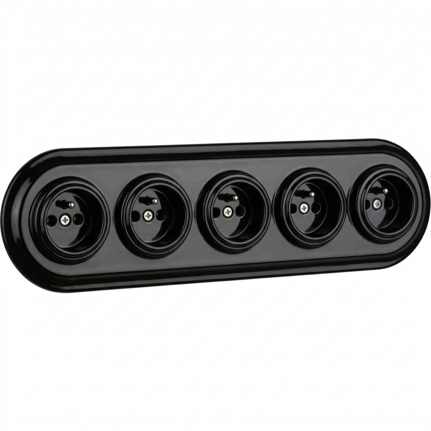 Bohemia-Design - Порцеланова ретро рамка за 5 механизма, черна