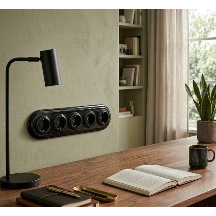 Bohemia-Design - Порцеланова ретро рамка за 5 механизма, черна