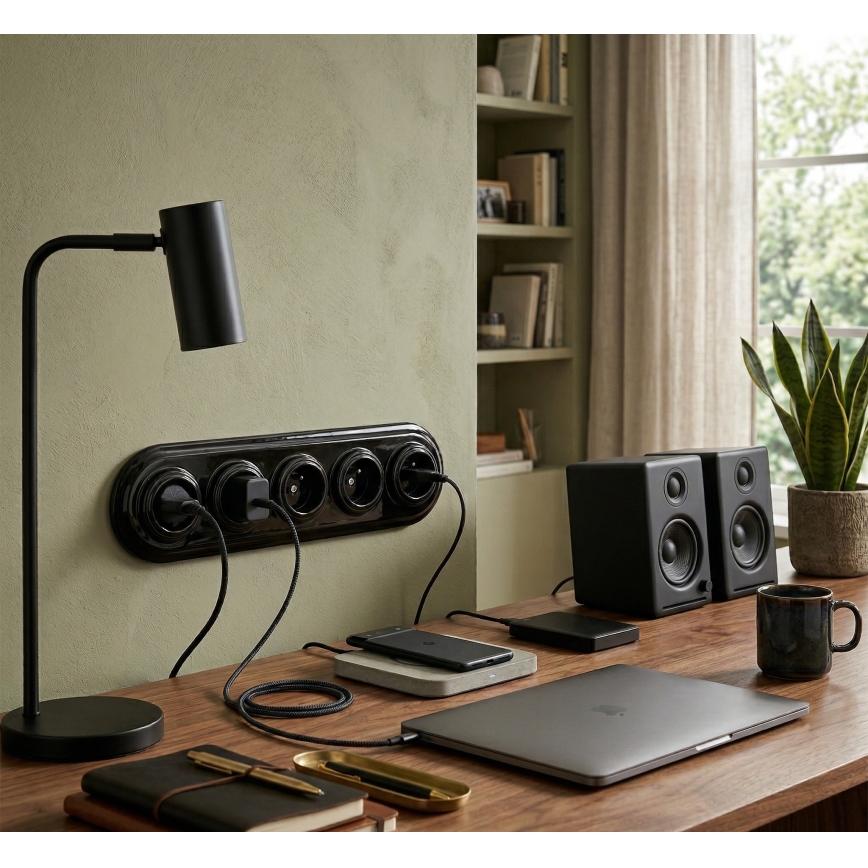 Bohemia-Design - Порцеланова ретро рамка за 5 механизма, черна