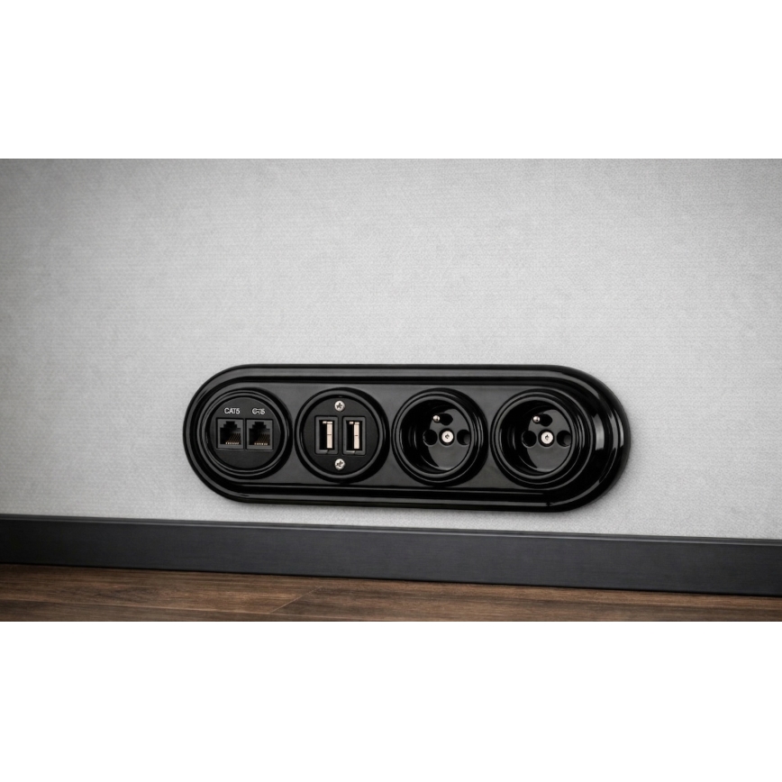 Bohemia-Design - Порцеланова ретро рамка за четири снимки, черна