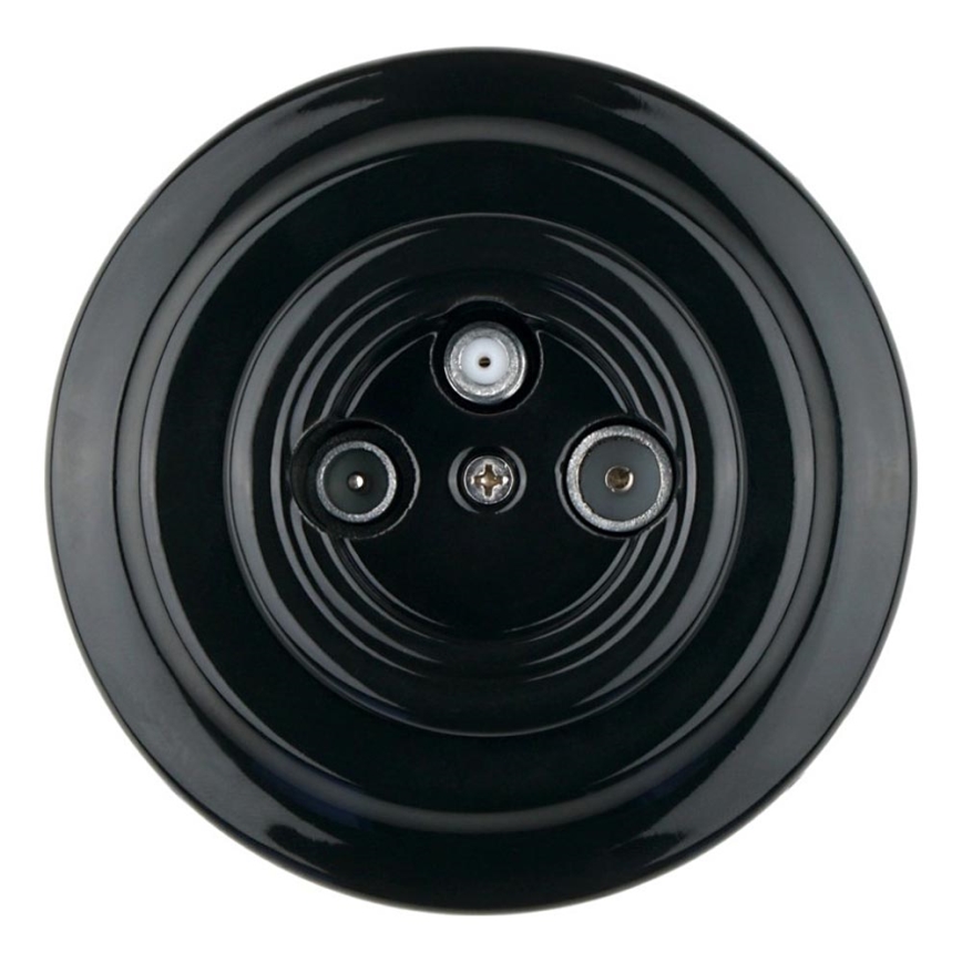 Bohemia-Design - Порцеланова ретро розетка TV/SAT-W с черна рамка