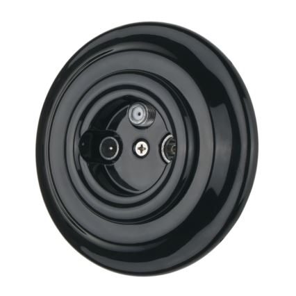 Bohemia-Design - Порцеланова ретро розетка TV/SAT-W с черна рамка