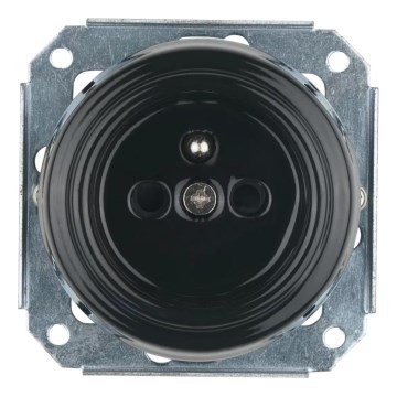Bohemia-Design - Порцеланова ретро стенна розетка без рамка 250V/16A черна