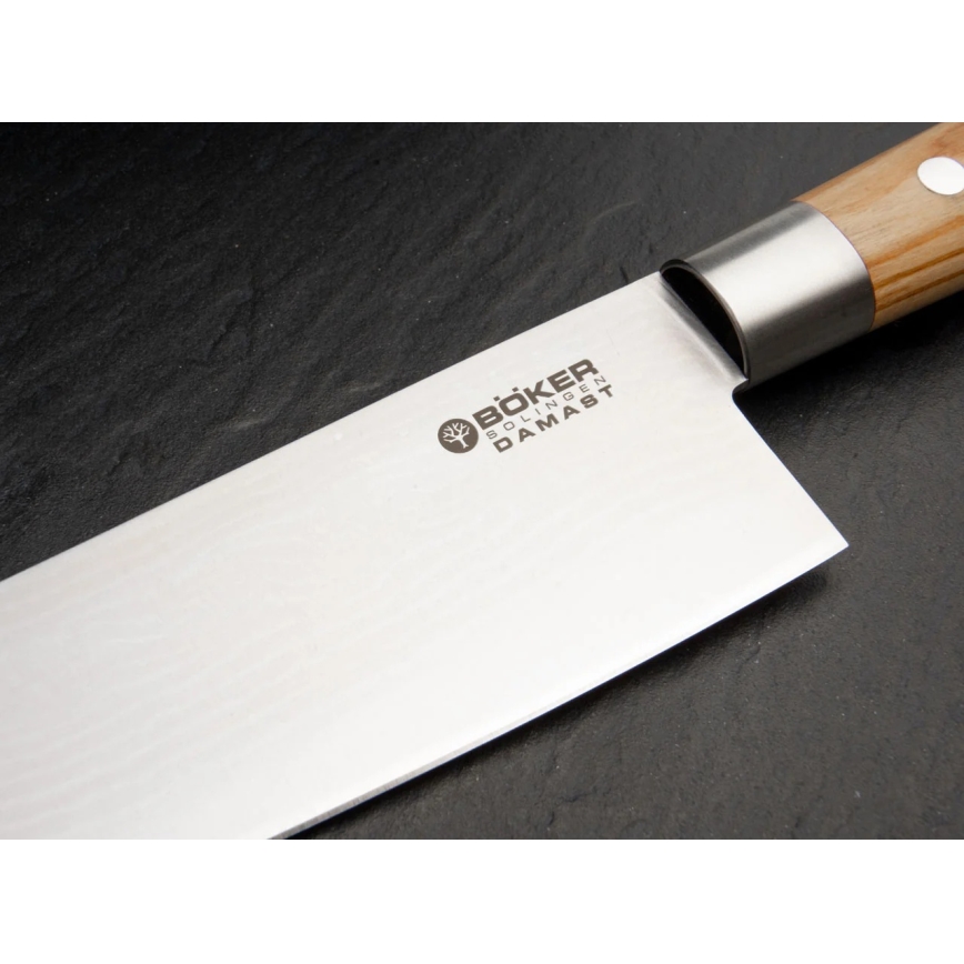 Böker - Дамасков кухненски нож DAMAST OLIVE 21,2 cm, дръжка от маслиново дърво