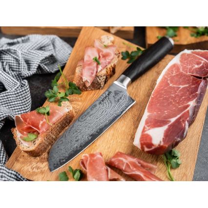 Böker - Дамасков кухненски нож Santoku DAMAST 16,5 см, дръжка от дъб