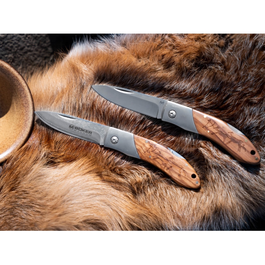 Böker - Джобен нож от дамаска стомана Magnum Caveman 19,4 см