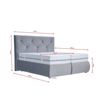 Боксспринг легло с матрак и топ матрак ELEN 160x200 см сив