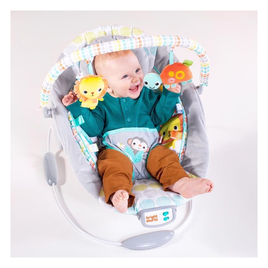 Bright Starts - Вибриращ бебешки шезлонг с мелодия WHIMSICAL WILD 3xLR14