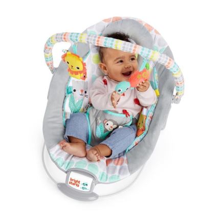 Bright Starts - Вибриращ бебешки шезлонг с мелодия WHIMSICAL WILD 3xLR14