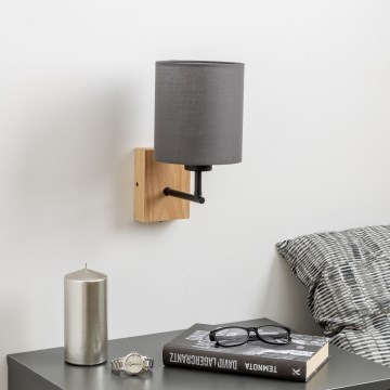 Brilagi - Аплик NUBILA WOOD 1xE27/25W/230V дъб/антрацит