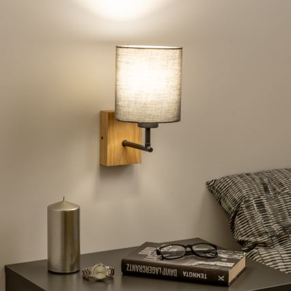 Brilagi - Аплик NUBILA WOOD 1xE27/25W/230V дъб/антрацит