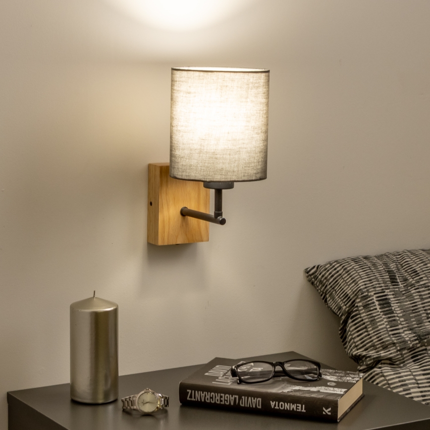 Brilagi - Аплик NUBILA WOOD 1xE27/25W/230V дъб/антрацит